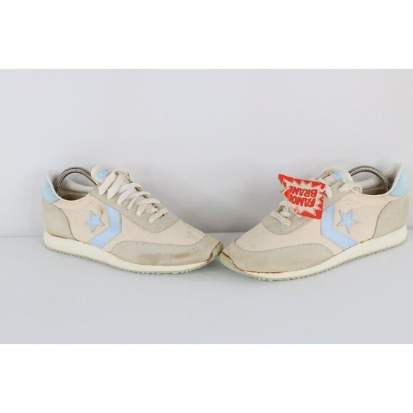 Deadstock Vtg 80s Converse Womens 10 One Star Suede Nylon Shoes Sneakers Blue